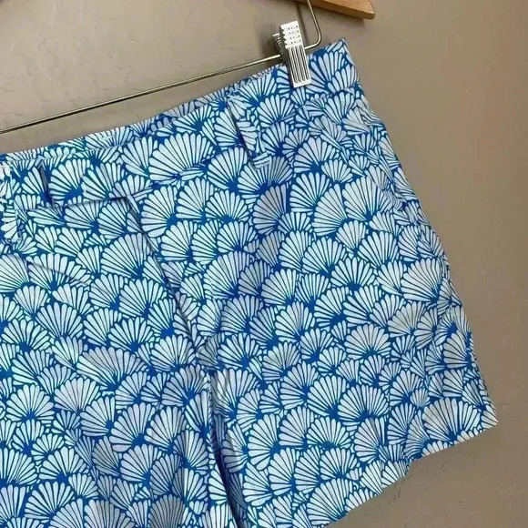 Level 99 Blue Fin & White Print Cyndie Linen Tencel Shorts Size 30 - Picture 3 of 8